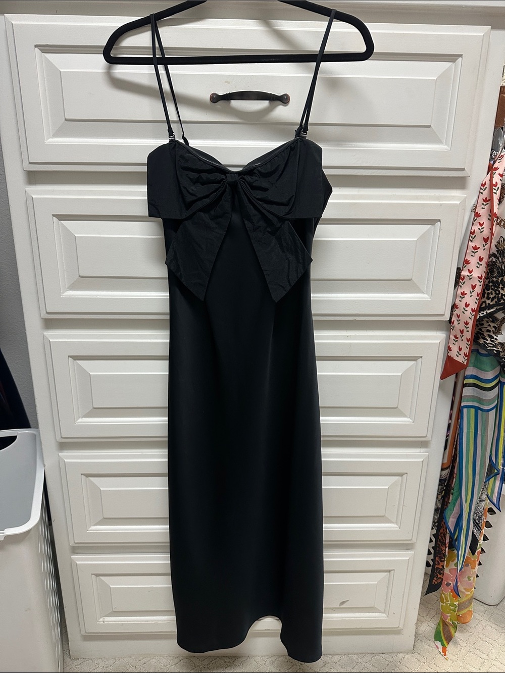 a new day Black Midi Slip Dress with Front Bow